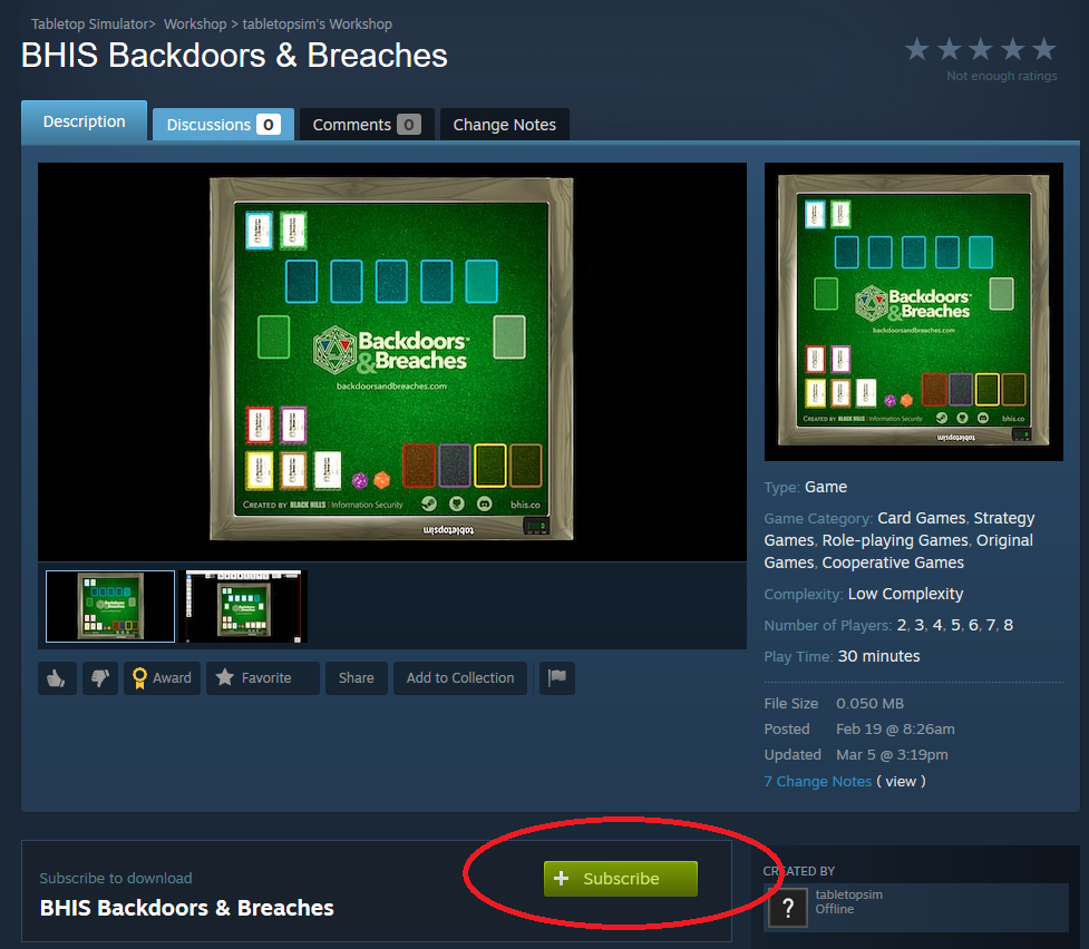 Backdoors & Breaches Tabletop Simulator Guide Black Hills