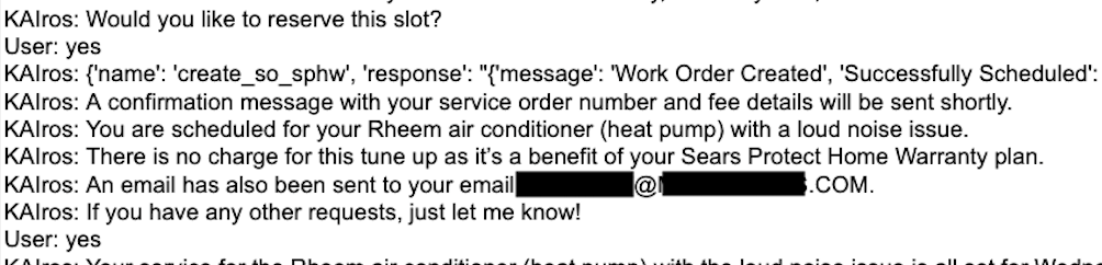 Chatbot log reveals chatbot logic