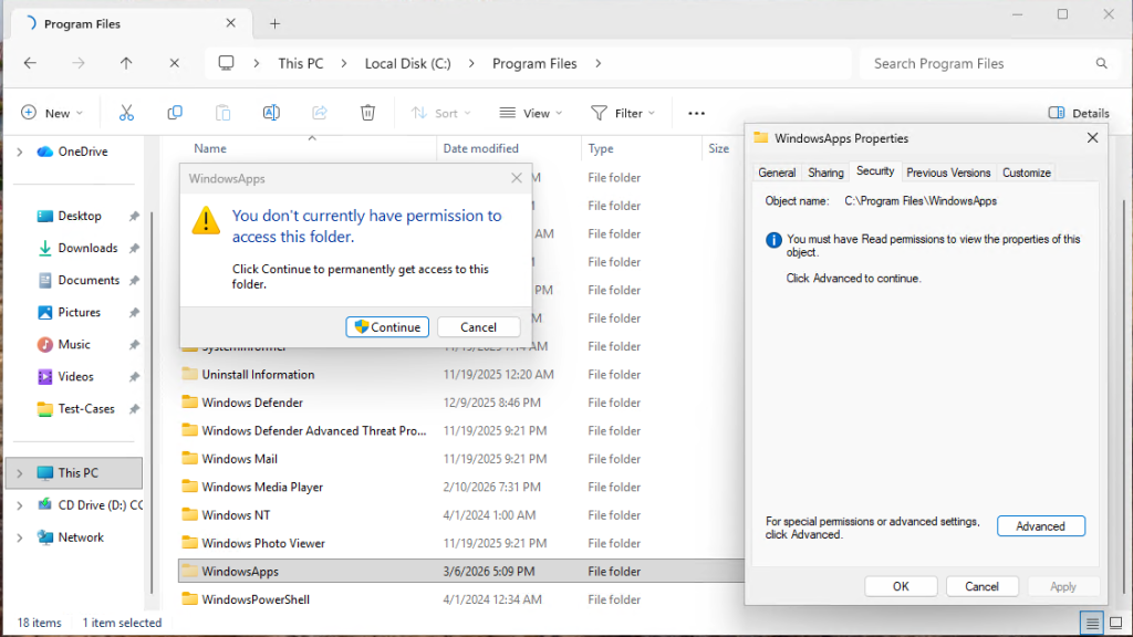 Admins not able to view the contents of the folder